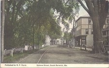 Lithograph South Berwick ME Scene on Salmon Street early 1900s picture