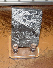 62 GM ETCHED GIBEON IRON METEORITE SLICE MUSEUM GRADE RING NAMIBIA AFRICA picture