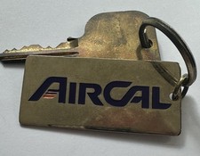 Rare 1980s AirCal Airlines Air California Airlines Logo Brass Keychain picture