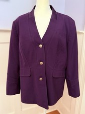 Zac Posen Delta Ladies 16W P Plum Purple 3 Button Flight Crew Jacket Blazer picture