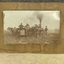 3 VTG Photographs 1900’s STEAM TRACTOR Hay Operation Black & White Agriculture picture