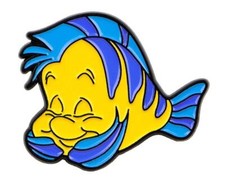 Little Mermaid Flounder Character 1.25 inch Wide Metal Enamel Pin picture