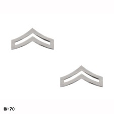 PAIR CPL ~ Corporal Chevron Rank Pins ~ Silver Tone ~ NOS Gemsco USA picture
