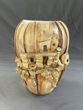Vintage 1981 Janet Haefner Signed Native American Pottery Vase 3D Design 10 1/4” picture