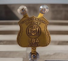 NYPD RARE Gold Windshield Metal Medallion Family Members picture