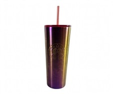 Starbucks Metallic Sunset Gradient Ombre Tumbler 24oz w Straw picture