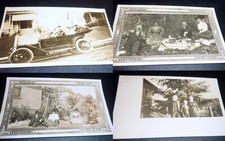 Antique RPPC Lot 4 Real Photo Postcards Early Automobile People Picnic AZO 1900s picture