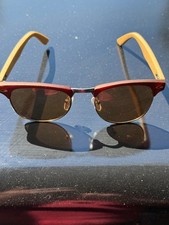 Rare Vintage Wood Temples Sunglasses picture