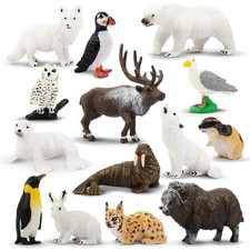 Toymany 14-piece Set of Mini Polar Animal Realistic Collectible Hand Toys Gift picture