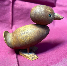 Vintage Wood Carved Duck 3.5” Teak Denmark Decor (Marked) Hans Bolling Style picture