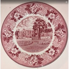 Vintage Jonroth Staffordshire Pink Transferware The Alamo San Antonio Plate picture