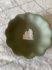 Wedgewood Sage Green Round Jasperware Scalloped Trinket Dish picture