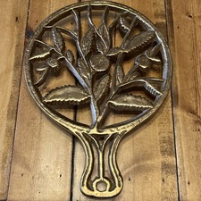 Cast Bronze Floral Trivet Vintage 12.25” Extremely Rare Heavy- Over 4 Pounds picture