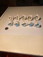 P33 Vtg Lot of 10 Blue and White Capodimonte Roses Porcelain  Chandelier Flowers picture