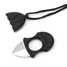 Neck Knife with Sheath and Necklace, Small Black Pocket Knife, Full Tang Mini picture