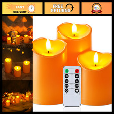 Homemory Halloween Orange Flameless Candles Outdoor, Fall Candles Battery picture