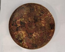 Vintage Chinese Cloisonne Enamel on Copper Plate Browns Greens Reds Blacks picture
