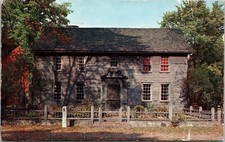 Wooden Mission House Museum Iron Gate Fall Leaves Greenery Postcard Note WOB PM picture