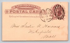 1885 US Postal Card Boston MA to Wakefield MA Statue of Liberty Mention picture