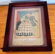 Vtg French Line Menu George Barbier Art Deco Hinged Wood Shadow Box Frame 1920s picture