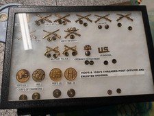 1920s 1930s US Army Threaded Post Collar Insignia Infantry MP Riker Case Set picture