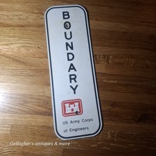rare U.S. Army Corps of Engineers BOUNDARY Metal Sign Vintage picture