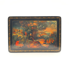 1957 Mstera Russian Lacquer Box Signed Pushkin Fairy Tales Lukomorye Vintage picture