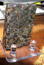 117 gm SERICHO pallasite Meteorite slice from Kenya stand olivine 6 SIDES JAL picture