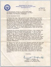 SIGNED LETTER GENERAL LEMUEL C SHEPHERD JR 1952 KOREAN WAR URGING ACTIVE DUTY picture