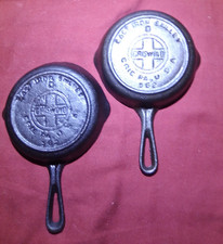 Set of 2 Cast Iron Mini believe to be fake griswold #0 Skillets   picture