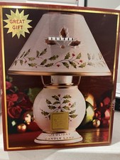 Lenox Holiday Porcelain Tea Light Candle Lamp 10” Holly & Berry Christmas L picture