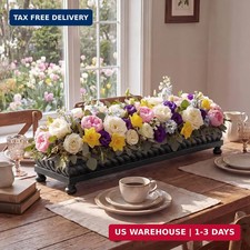 Large Long Wooden Dough Bowl, Spring Decorative Wooden Tables Centerpiece Tray, picture