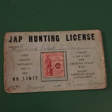 Rare WW2 Anti Japanese Propaganda Jap Hunting License WWII Memorabilia picture