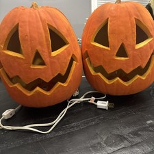 2 Vintage Trendmasters 1993 Light Up Foam Pumpkins Jack O Lanterns Halloween picture