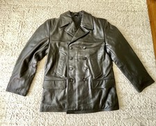German Black Leather U-Boat Jacket Kriegsmarine picture