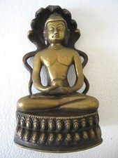 ANTIQUE OLD BRASS BRONZE PARSHWANATH JAIN STATUE / DEITY picture
