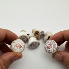 Antique Lot 6 F.J. Cutter Burlington NJ K Hutter 1893 Porcelain Bottle Stoppers picture