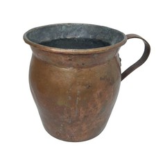 Antique Hand-Hammered Dovetail Copper Water Jug With Handle #2 picture