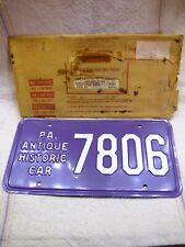 Vtg Purple Pa Historic Antique License Plate & Registration Card~Never Used 1963 picture