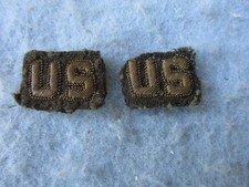 WWII Army Officer US Collar Insignia Pair Theater Made Gold Bullion on Wool AAF picture