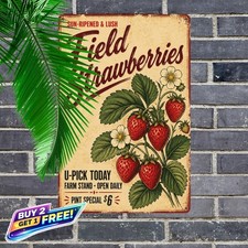 Vintage Sweet Strawberry Tin Sign Retro Fruit Kitchen Wall Art picture