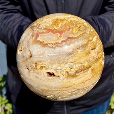 4.03LB Natural Agate Striped Crystal ball Quartz Mineral Specimen Healing picture
