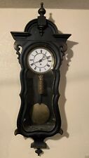 VINTAGE ANTIQUE LARGE 42” KEY WIND WEIGHT DRIVEN GLASS FRONT WALL CLOCK picture