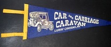 vintage 30s 40s CAR & CARRIAGE CARAVAN LURAY CAVERNS VA FELT FLAG BANNER PENNANT picture
