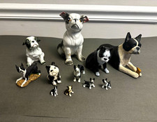 Boston Terrier Figurine Lot 11 Vintage Ceramic Porcelain Signed Dog Collection picture
