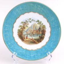 Antique Charles Ford Hand Painted Wicker Design Aquamarine Trim 9 in Plate I094 picture