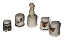 Nice Vintage 5 Porcelain Thimbles Norman Rockwell Precious Moments picture