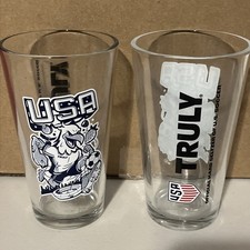 Truly Hard Seltzer Team USA Soccer Pint Beer Drinking Glass - 2 Glasses picture