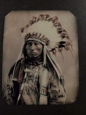 Sixth-Plate Native American SIOUX CHIEFS #2. c.1899 Tintype C2431RP picture