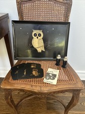 Vintage Courier Monterey Owl Tray, Coasters And Set Of Salt Pepper picture